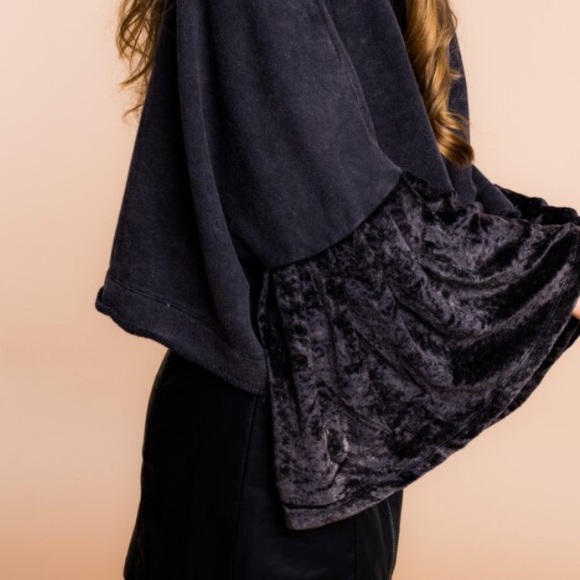 Free People Glorious Sleeves M NWT Blk - Picture 5 of 7
